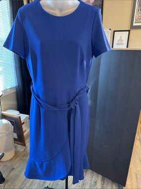 Shelby & Palmer Royal Blue Short-Sleeve Tie-Waist Dress